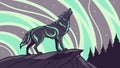 Powerful Wolf Howling on a Mountain Cliff Against a Swirling Sky, vector design Generative AI Royalty Free Stock Photo