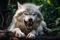 Powerful Wolf Midjourney Showing its Ferocious Teeth in Intense Display of Dominance