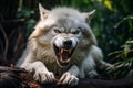 Powerful Wolf Midjourney Showing its Ferocious Teeth in Intense Display of Dominance Royalty Free Stock Photo