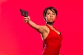 Powerful Woman Holding a gun, resident evil cosplay costume