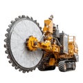 Heavy-duty industrial trencher machine with large cutting wheel created as an AI-generated image Royalty Free Stock Photo