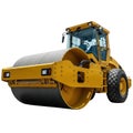Heavy duty yellow road roller machine for compacting asphalt and soil in construction projects Royalty Free Stock Photo