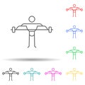 Powerlifter multi color set icon. Simple thin line, outline vector of hobbie icons for ui and ux, website or mobile application Royalty Free Stock Photo
