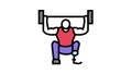 powerlifting handicapped athlete color icon animation