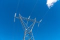 Powerline and the blue clear sky Royalty Free Stock Photo