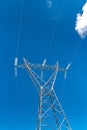 Powerline and the blue clear sky Royalty Free Stock Photo