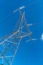 Powerline and the blue clear sky Royalty Free Stock Photo