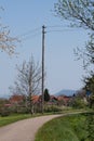 powerline on blue sky Royalty Free Stock Photo