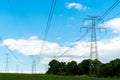 Powerline on the field Royalty Free Stock Photo