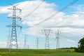 Powerline on the field Royalty Free Stock Photo