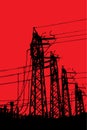 Powerline terminal towers Royalty Free Stock Photo