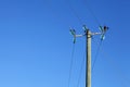 Powerline on wooden pillar