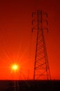 Powerlines At Sunset Royalty Free Stock Photo