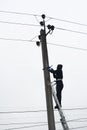 The Powerplant worker workingon the top