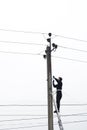 The Powerplant worker workingon the top