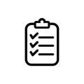 Clipboard outline icon shows inspection checklist