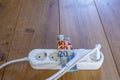 Powerstrip and Euro banknotes to illustrate the rise of the electricity and daily life expenses Royalty Free Stock Photo