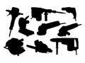 Powertools silhouettes Royalty Free Stock Photo