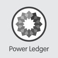 POWR - Power Ledger. The Logo of Coin or Market Emblem.