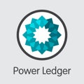 POWR - Power Ledger. The Logo of Money or Market Emblem.