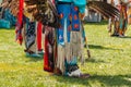 Powwow. Native Americans dressed in full Regalia. Close-up details of Regalia Royalty Free Stock Photo