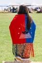 Powwow. Native Americans dressed in full regalia. Details of regalia close up. Chumash Day Powwow and Intertribal Gathering