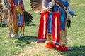 Powwow. Native Americans dressed in full regalia. Details of regalia close up. Chumash Day Powwow