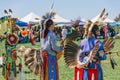 Powwow. Native Americans dressed in full regalia. Details of regalia close up. Chumash Day Powwow Royalty Free Stock Photo