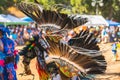 Powwow.  Native Americans dressed in full regalia. Details of regalia close up. Royalty Free Stock Photo