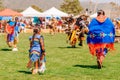 Powwow.  Native Americans dressed in full regalia. Details of regalia close up.  Chumash Day Powwow Royalty Free Stock Photo