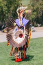 Powwow. Native Americans dresses in full regalia. Details of regalia close up. Chumash Day Powwow and Intertribal Gathering