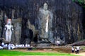 Poya worship at Buduruwagala Royalty Free Stock Photo