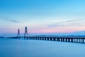 Poyang lake cable-stayed bridge in sunset