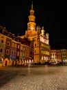 Poznan April 22 2018 market square town hall at night lights Royalty Free Stock Photo
