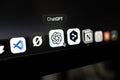 Poznan, Poland â April 14, 2025: ChatGPT icon selected in macOS dock, artificial intelligence assistant and chatbot application