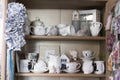 Tableware and souvenirs in a flower shop for Easter