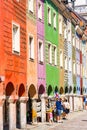 Poznan, Poland - August 09, 2021. Tiny colored houses - main dominant of main square - in Summer