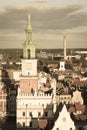 Poznan, Poland - August 30, 2016: Town hall, old and modern buildings at sunset in city Poznan Royalty Free Stock Photo