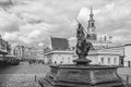 Poznan, Poland 2018-09-22, Beautiful Poznan colorful old city, colorful houses, monumental, historic building and fountain, old ma Royalty Free Stock Photo