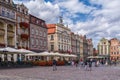 Poznan, Poland 2018-09-22, Beautiful Poznan colorful old city, colorful houses, monumental, historic building and fountain, old ma Royalty Free Stock Photo