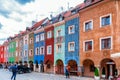 Poznan, Poland 2018-09-22, Beautiful Poznan colorful old city, colorful houses, monumental, historic building and fountain, old ma Royalty Free Stock Photo