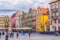 Poznan, Poland 2018-09-22, Beautiful Poznan colorful old city, colorful houses, monumental, historic building and fountain, old ma Royalty Free Stock Photo