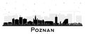 Poznan Poland City Skyline silhouette with black Buildings isolated on white. Poznan Cityscape with Landmarks. Business Travel and