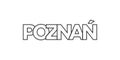 Poznan in the Poland emblem. The design features a geometric style, vector illustration with bold typography in a modern font. The