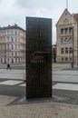 Monument to Polish cryptologists whose breaking of Germany\'s Enigma machine ciphers. View on