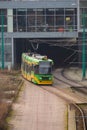 Poznan, Poland - January 16, 2022: urban,modern tramway in the city centre