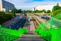 Stairs leading to Zegrze street with a tram stop in Poznan, Poland