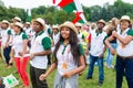 Poznan, POLAND - JULY 24, 2016: pilgrims praying, dancing and singing during Days In Dioceses just before The World Youth Day in