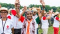 Poznan, POLAND - JULY 24, 2016: pilgrims praying, dancing and singing during Days In Dioceses just before The World Youth Day in