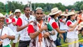 Poznan, POLAND - JULY 24, 2016: pilgrims praying, dancing and singing during Days In Dioceses just before The World Youth Day in